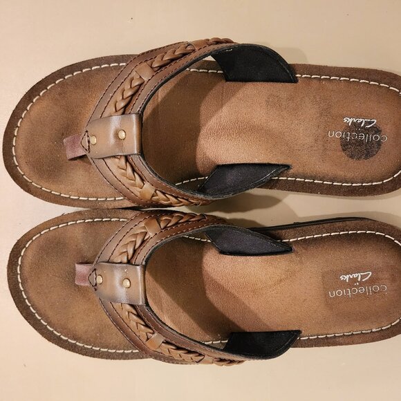 Clarks Braided Leather Sandles - Picture 1 of 2